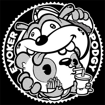 podgy panda x evoker sticker